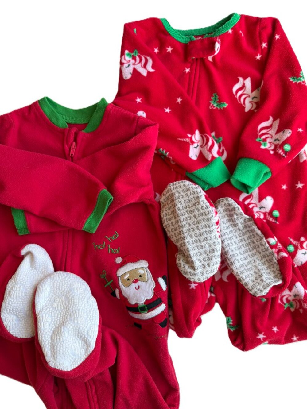 3/$21 | Set of 2 Fleece Christmas Pajamas 18M Santa and Christmas Unicorns